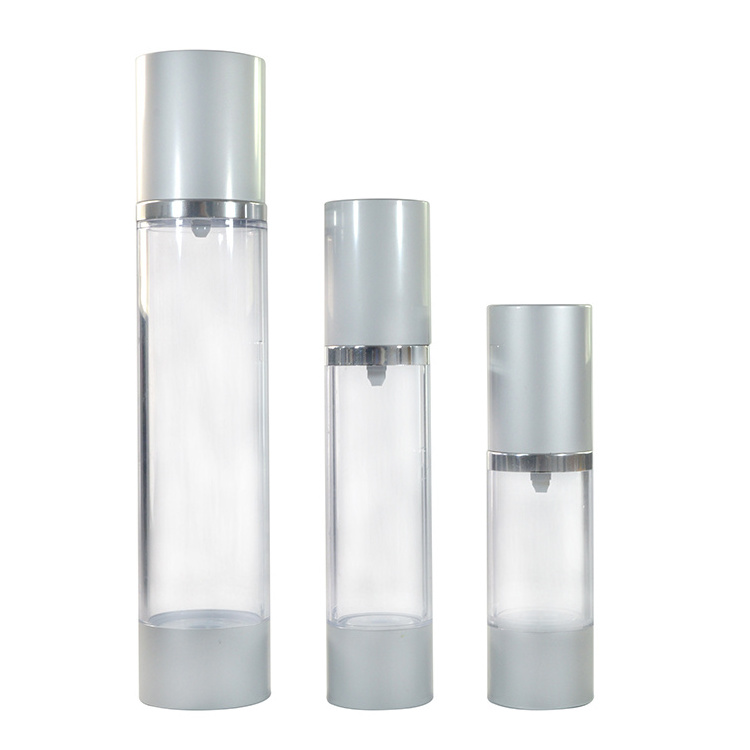 luxury vacuum 15ml 30ml 50ml 100ml empty black white gold sliver acrylic lotion airless pump bottle