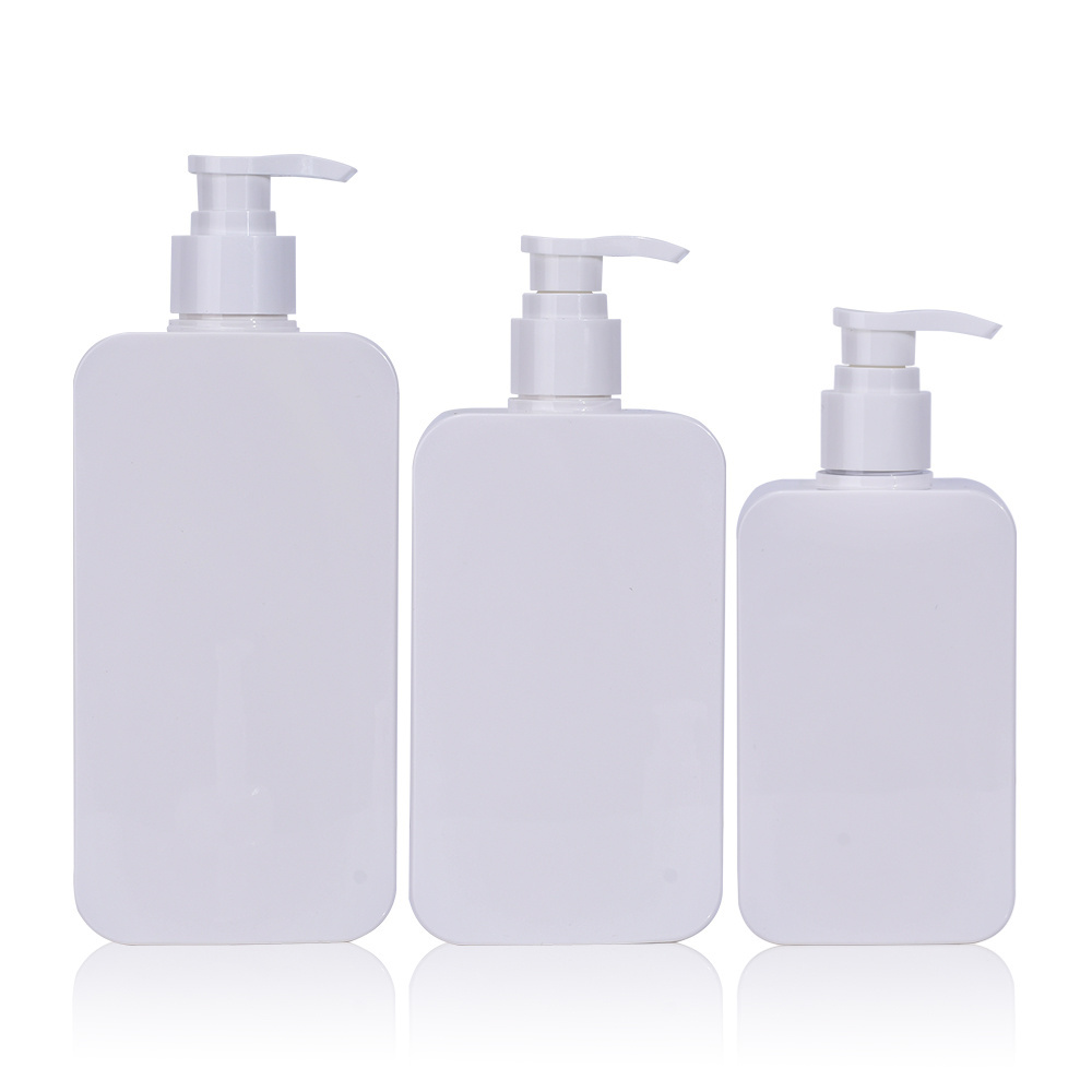 Cosmetics packing empty plastic PETG white 300ml liquid package shampoo bottle skin care packing square plastic shampoo bottle