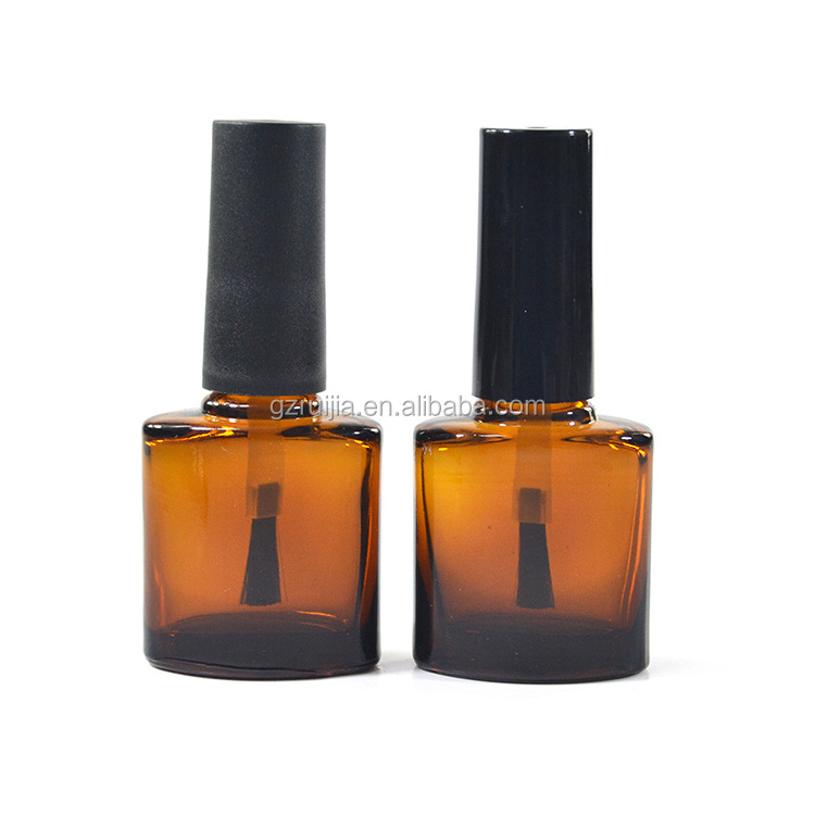 Matte frosted black square round 5ml 7ml 10ml 11ml 13ml 14ml 17ml empty glass UV gel nail polish bottle with black lid