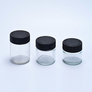 Hot sell cheap 1 oz 2 oz 3 oz 4 oz Clear wide mouth Child Proof Resistant Glass Jars with Lids