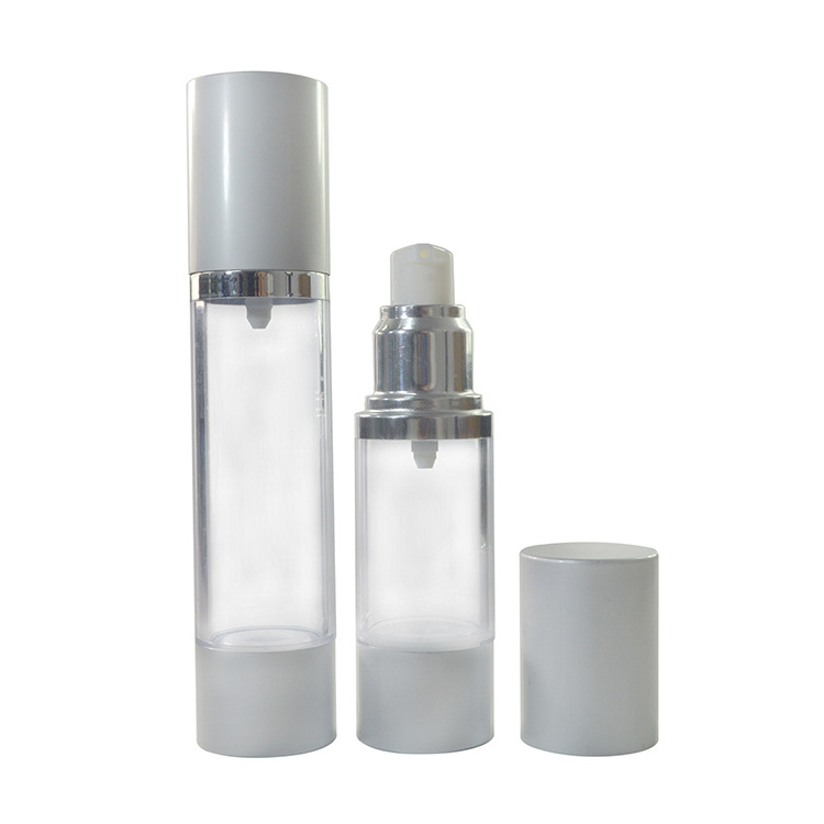 luxury vacuum 15ml 30ml 50ml 100ml empty black white gold sliver acrylic lotion airless pump bottle