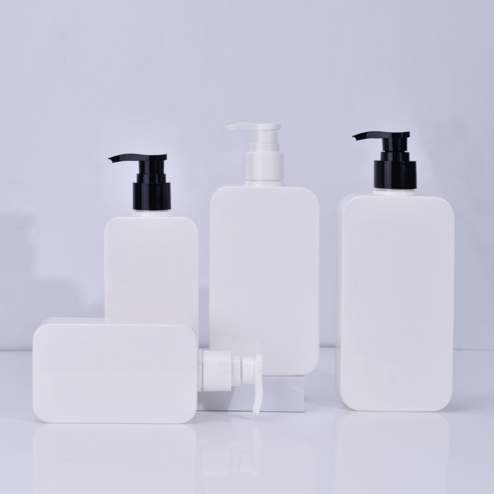 Cosmetics packing empty plastic PETG white 300ml liquid package shampoo bottle skin care packing square plastic shampoo bottle