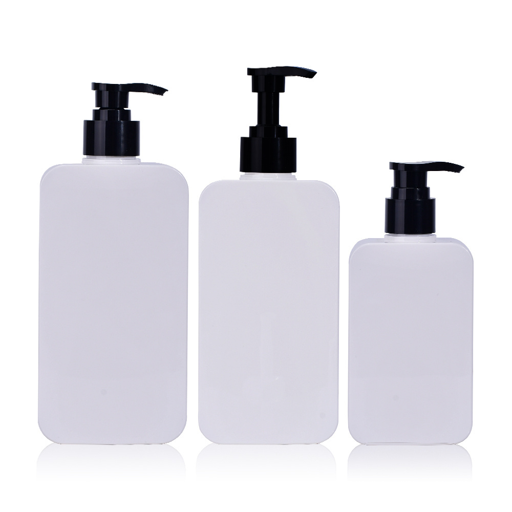 Cosmetics packing empty plastic PETG white 300ml liquid package shampoo bottle skin care packing square plastic shampoo bottle