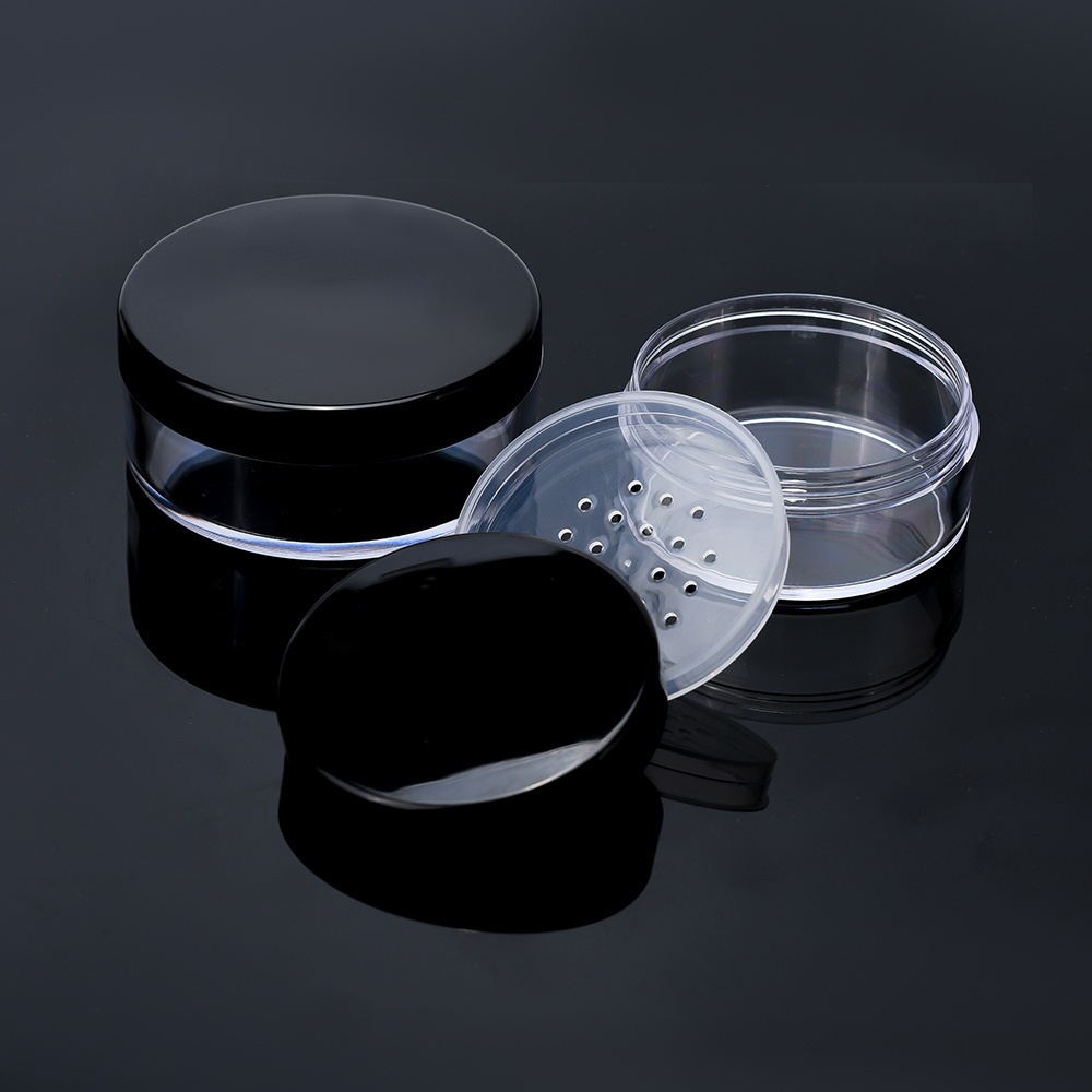 Empty Makeup Powder Container 50ml Refillable Loose Face Powder Case Plastic Cosmetic Jars Powder Holder with Sifter and Lid