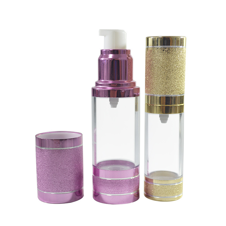 luxury 15ml 30ml 50ml 100ml Emulsion vacuum  pink gold sliver plastic acrylic empty lotion airless bottle with lotion pump