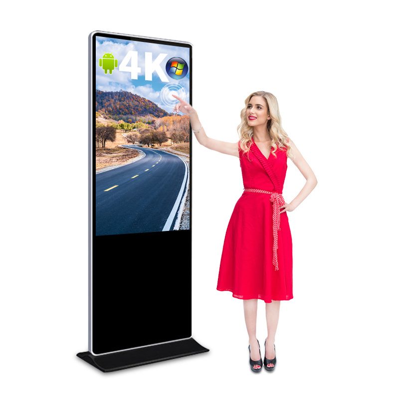 Floor Stand 32 43 49 55 65 Inch 4K Digital LCD Display Monitor Touch Screen Players Wifi Indoor Totem Advertising Screen