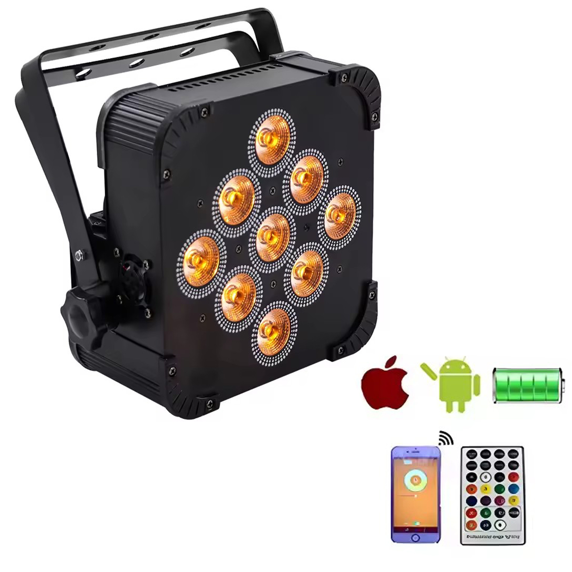 9*18w Rgbwa Uv Wireless Dmx Battery Operated Wifi Ir Remote Control Dj Led Par Can light