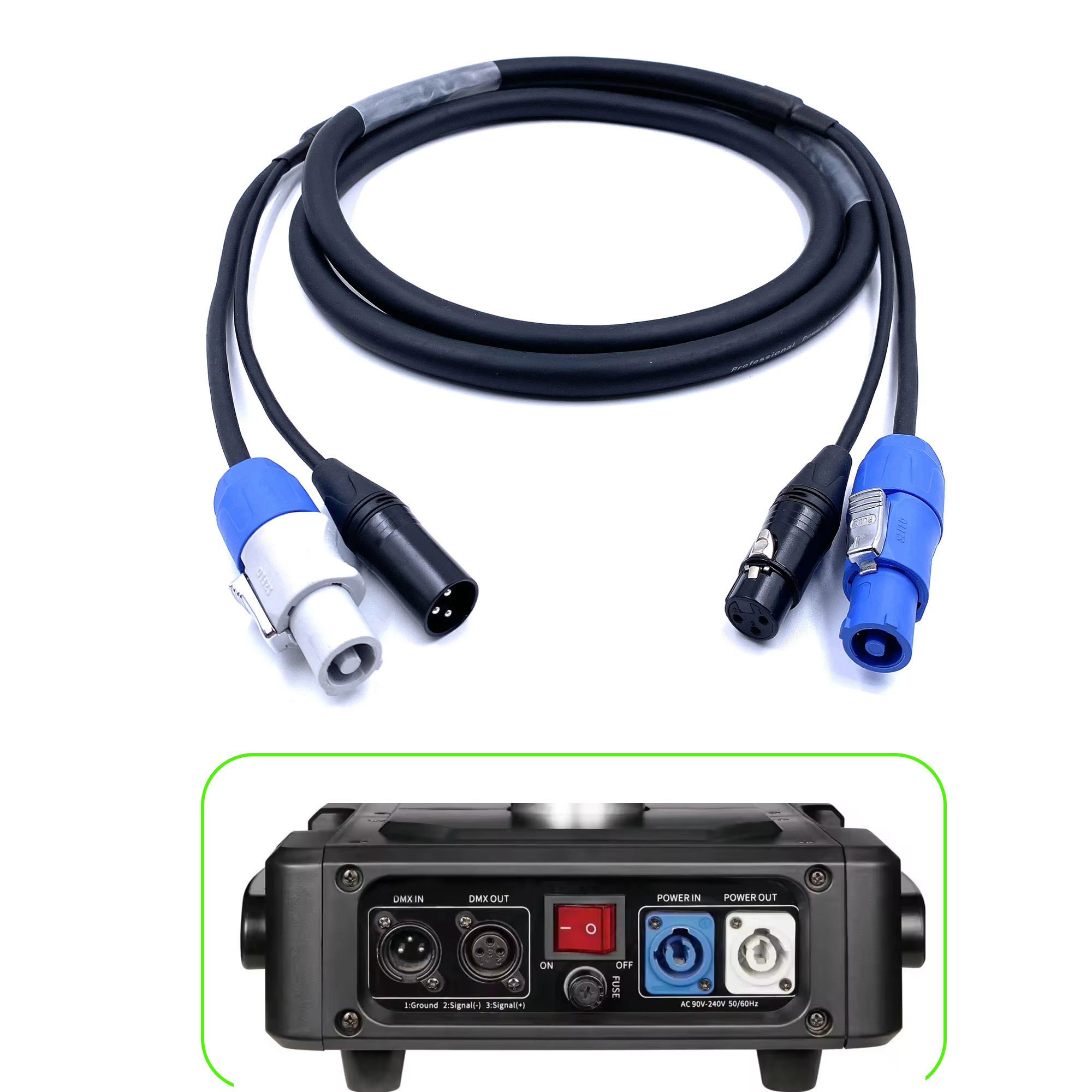 powercon XLR Power DMX Combi Combo Cable length Can be Customized