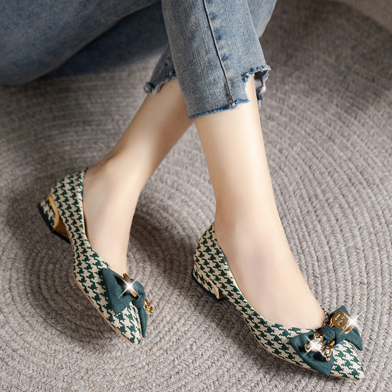 Pointed toe Lattice Fabric Breathable shoes women new styles female flat shoes ladies