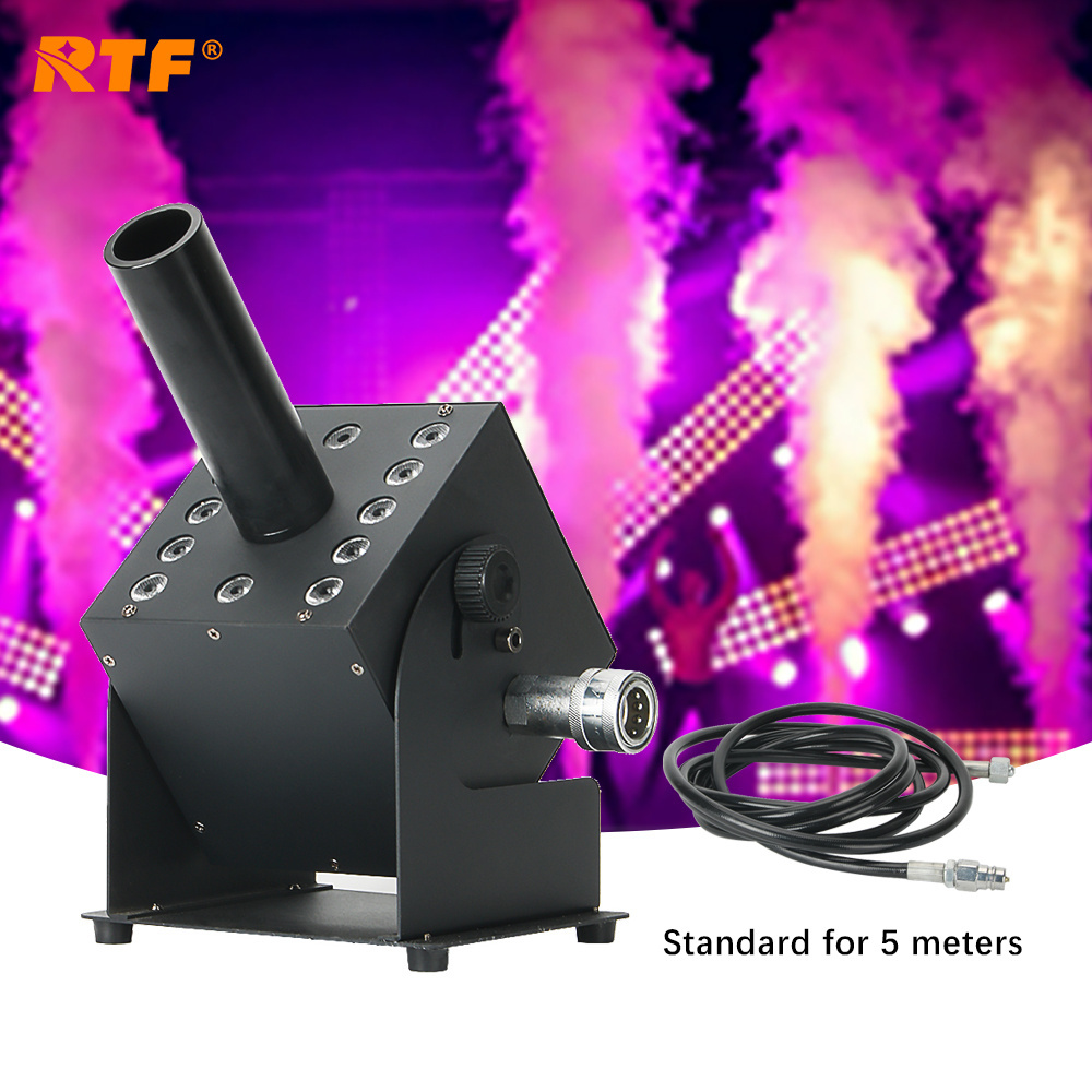 RTF CO2 jet machine led 12x3w 3in1 rgb smoke fog machine dmx512 control stage light for wedding party