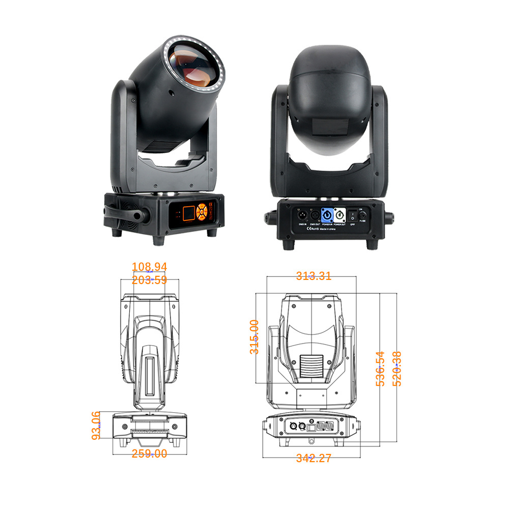 RTF Hot Sell Moving Head 300w 14r Sharpy Beam Moving Head DMX Stage Party Lights For Show DJ Disco Bar