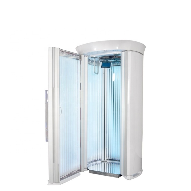 Hot sale solarium machine standing tanning capsule tan booth sun bed for wheat color skin