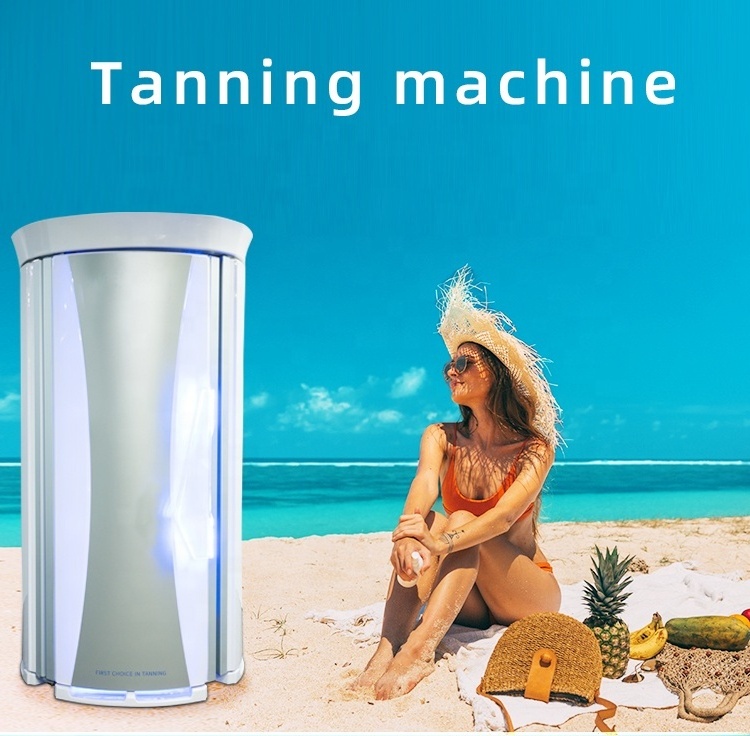 Hot sale solarium machine standing tanning capsule tan booth sun bed for wheat color skin