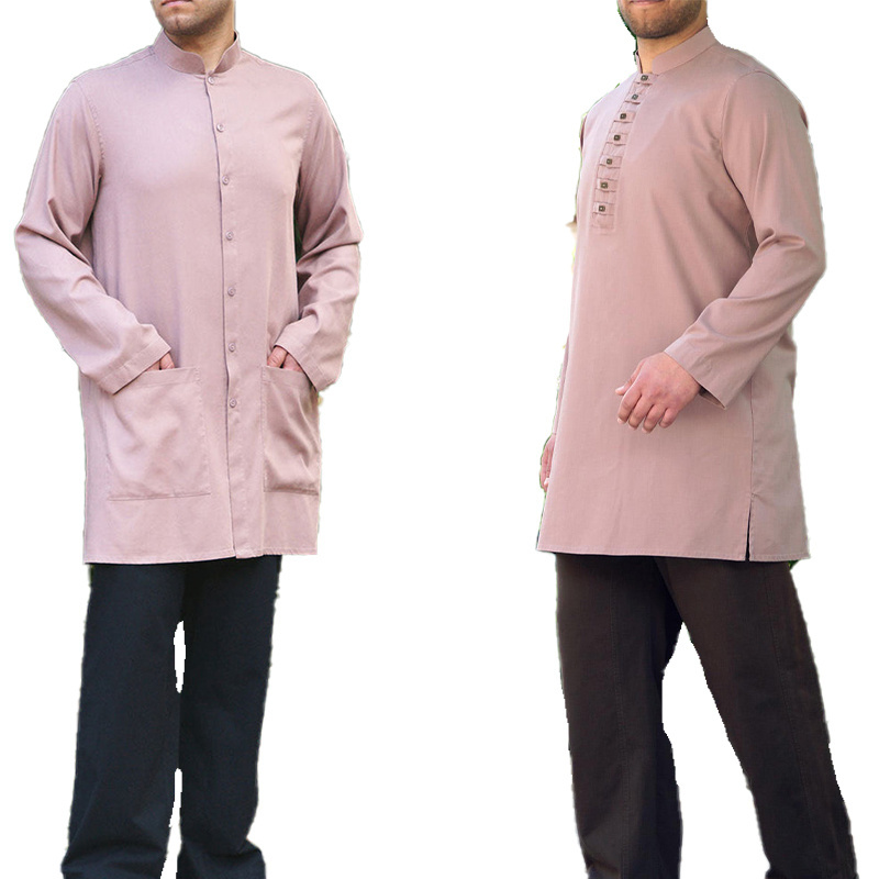 New Style embroidered casual abayas free size arabian thobe for men high quality pink muslim dress