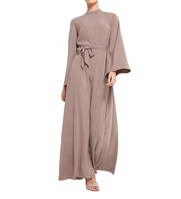 Women's Belted Kimono Dress Long Muslim Abaya Casual Plain Dyed Dress with Burqa Designs Abaya