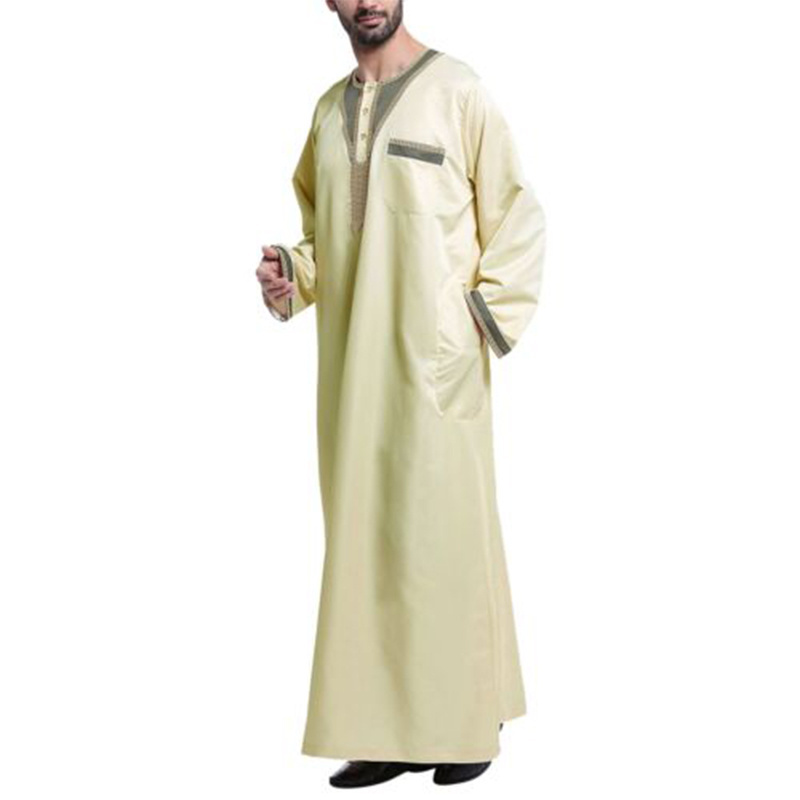 New style thobe for long sleeve men abaya  muslim dress middle eastern men muslim robe long dresses men