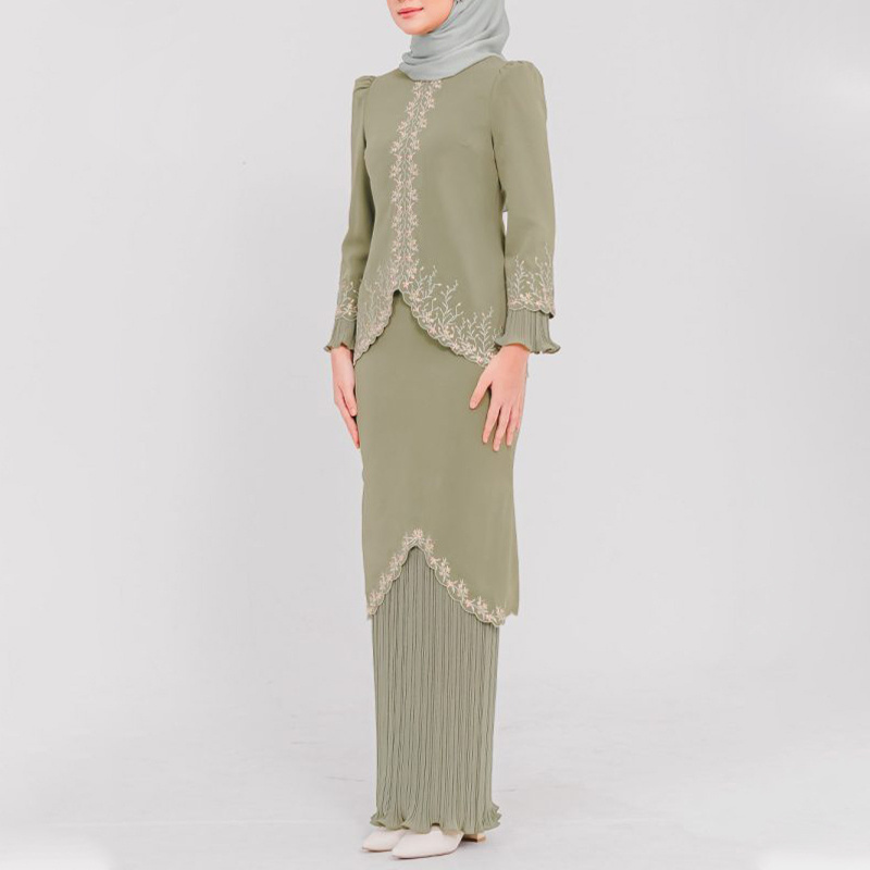 Customize 2023 Eid Muslim Dress Women Kurung Moden Chiffon Abaya Embroidered new Design Baju Kurung