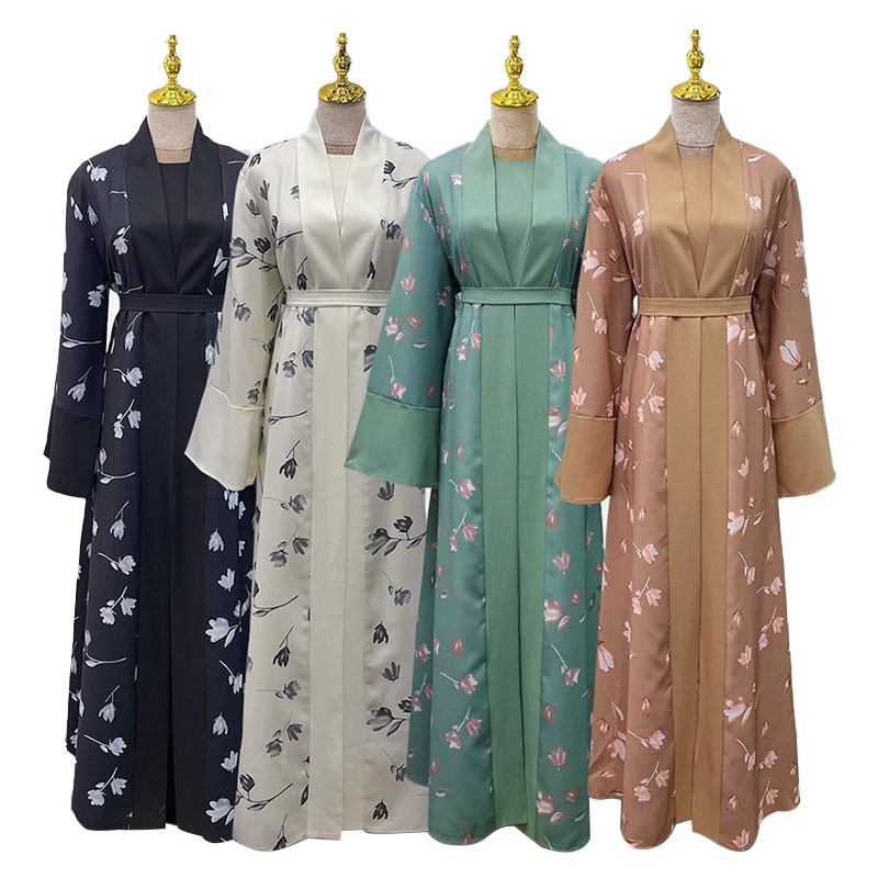 Hot Sale 2pcs sets Abaya Supplier Long Sleeve Ladies Arabic Islamic Clothing abaya women muslim dress dubai with Jumpsuits