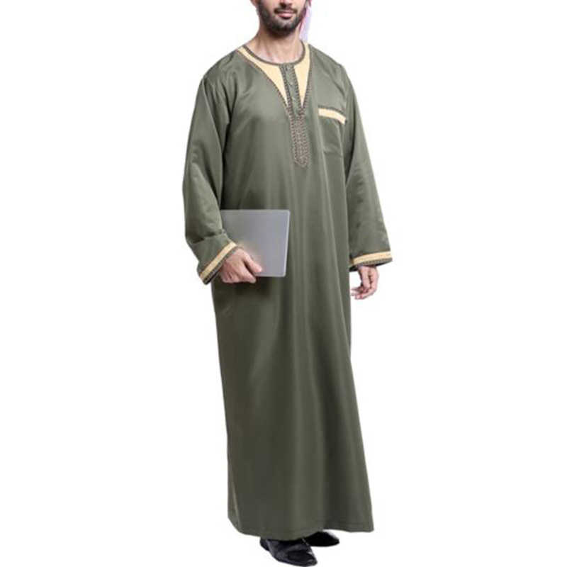 New style thobe for long sleeve men abaya  muslim dress middle eastern men muslim robe long dresses men