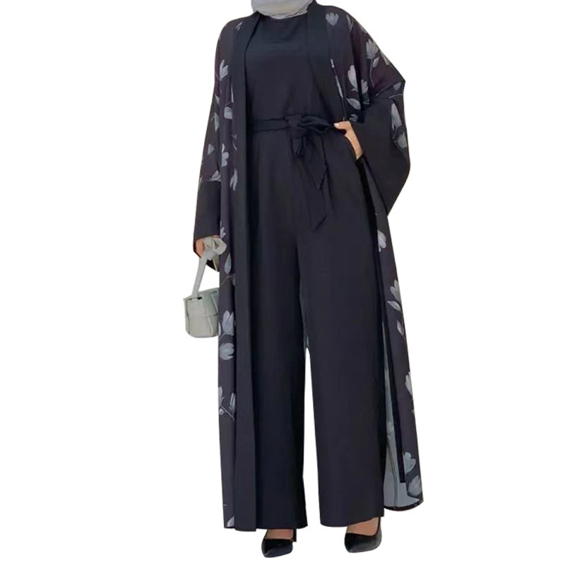 Hot Sale 2pcs sets Abaya Supplier Long Sleeve Ladies Arabic Islamic Clothing abaya women muslim dress dubai with Jumpsuits