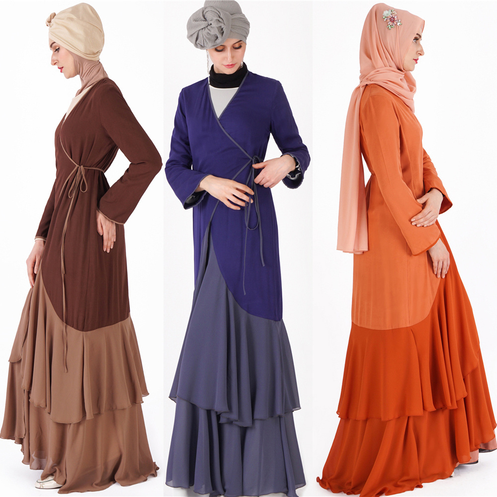 New Trendy Islamic Women's Long Turkish Kaftan Abaya Dress Casual Plain Dyed Design  Wholesale Burqa Style