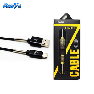 New TPE material with spring anti break data cable Type C USB fast charging cable