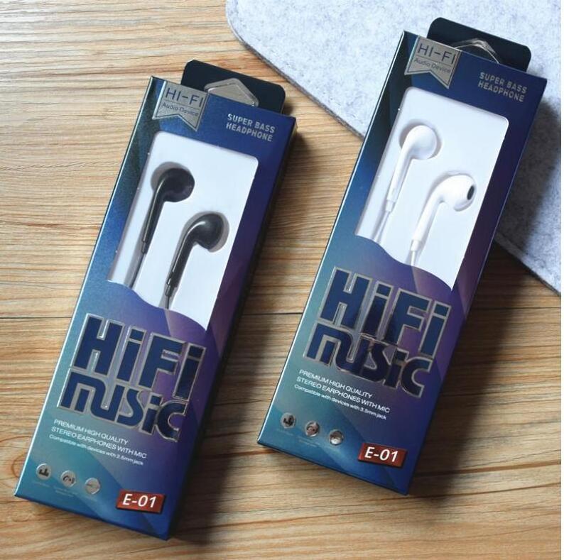 High quality Wholesale Clear Sound E01 earphones Wired headphones In-Ear 3.5mm Stereo headset with Mic