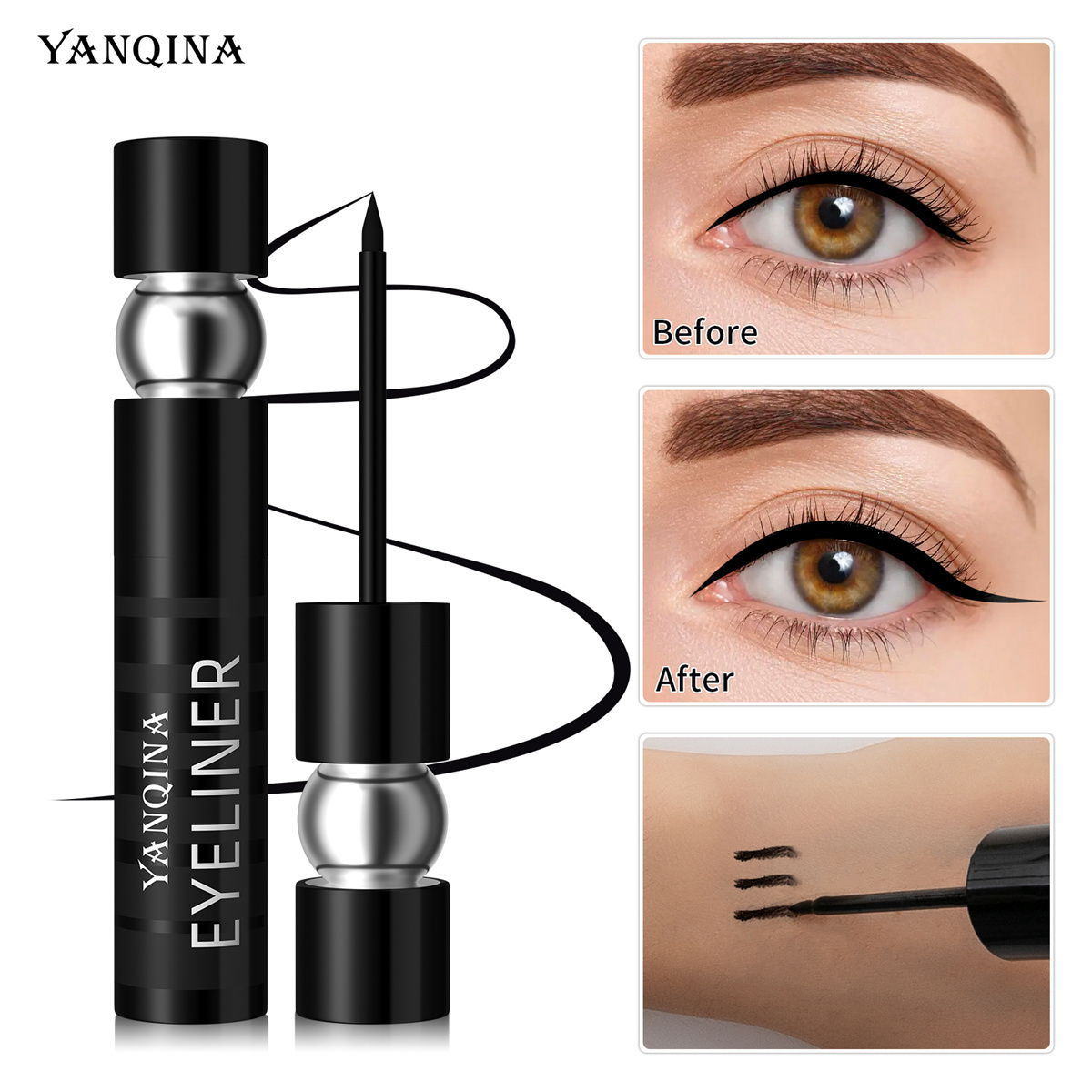 YANQINA Colored Waterproof Black Eyeliner Private Label Fast Drying Color Liquid Eyeliner