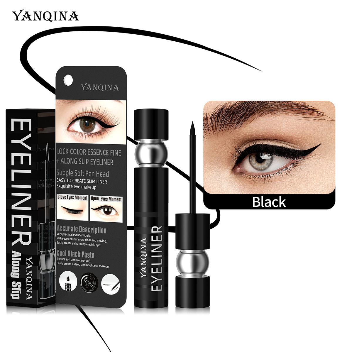 YANQINA Colored Waterproof Black Eyeliner Private Label Fast Drying Color Liquid Eyeliner