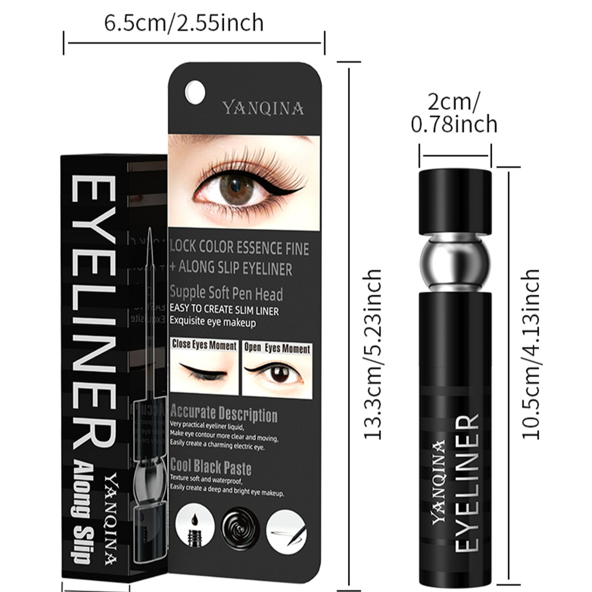 YANQINA Colored Waterproof Black Eyeliner Private Label Fast Drying Color Liquid Eyeliner