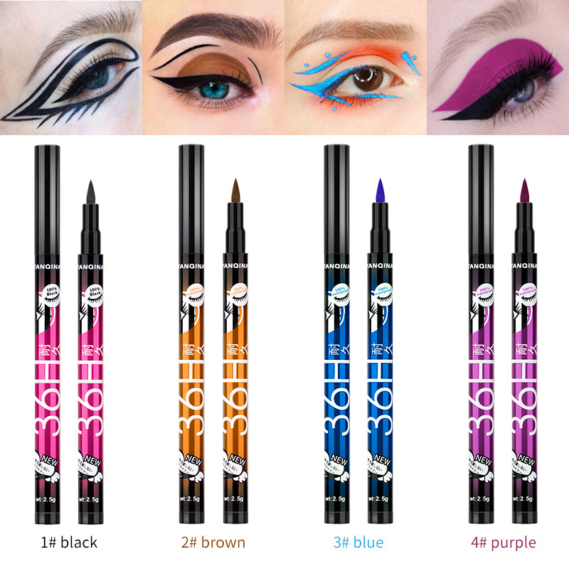 YANQINA Low MOQ Long Lasting Water Activated Eyeliner 4 Colors Eyeliner Fast Drying Waterproof Color Eyeliner