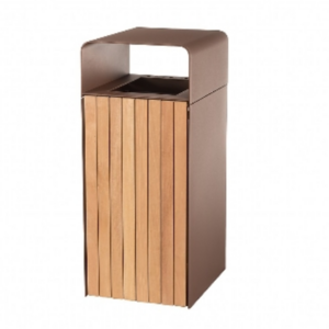 New arrival outdoor timber bin Street-side garbage can steel garbage bin metal trash can with lock and cover