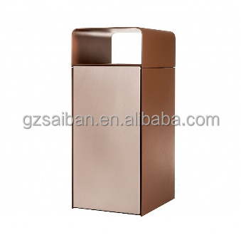 New arrival outdoor timber bin Street-side garbage can steel garbage bin metal trash can with lock and cover