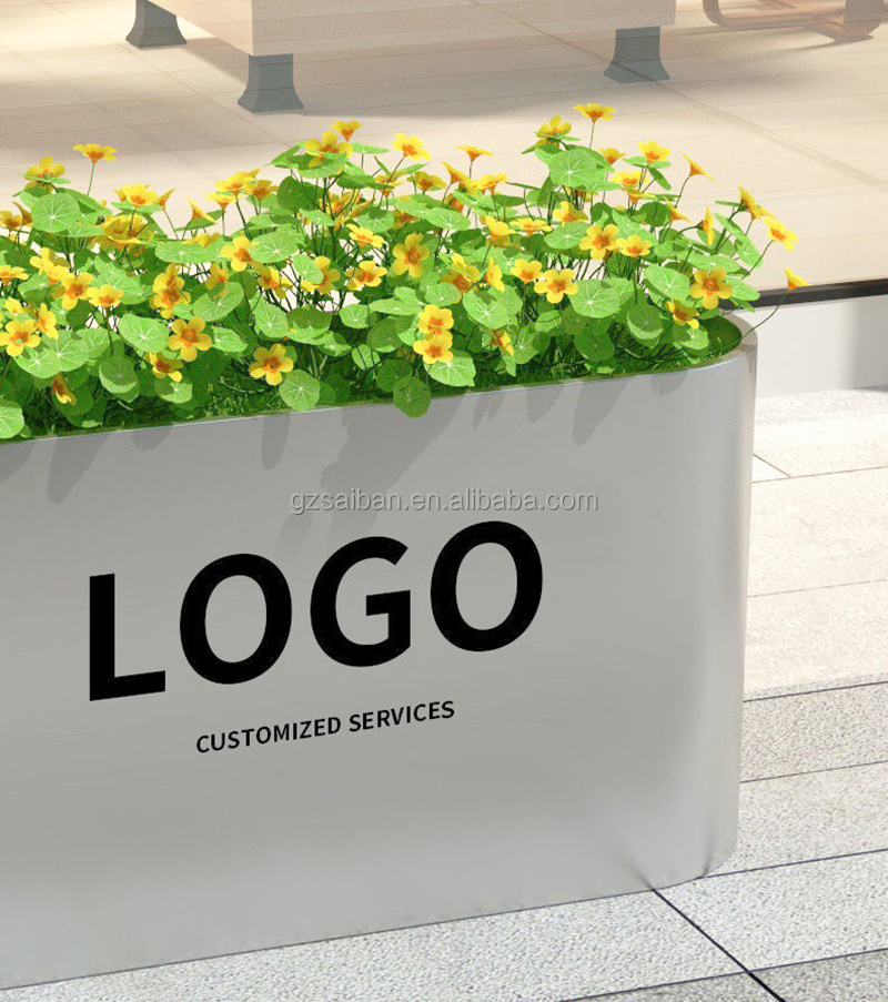 Free printing stainless steel flowers trees planting box large outdoor  pots for parks and plazas