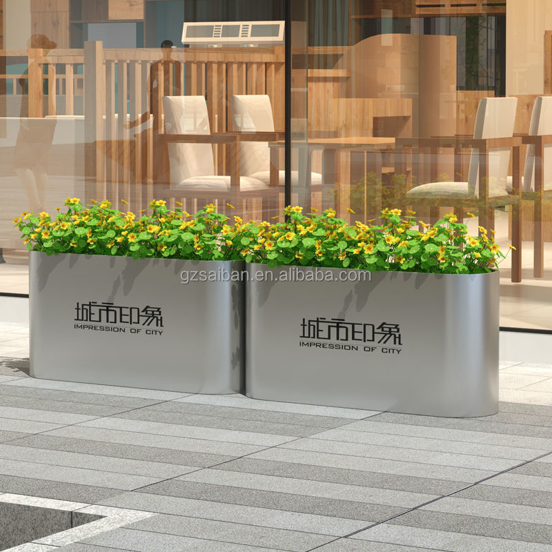 Free printing stainless steel flowers trees planting box large outdoor  pots for parks and plazas