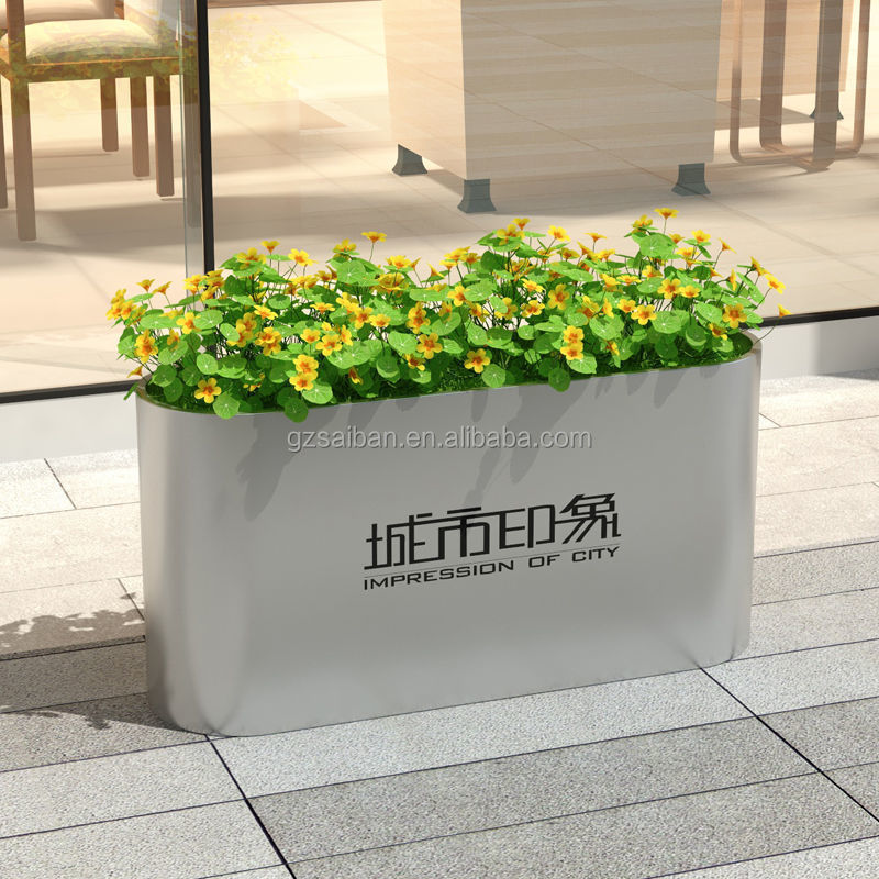 Free printing stainless steel flowers trees planting box large outdoor  pots for parks and plazas