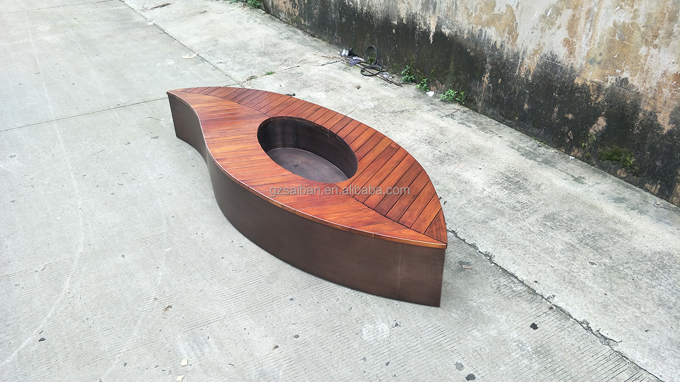 Decorative leaf shaped outdoor bench seat outdoor planters wood park bench with flower box