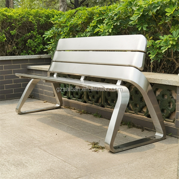 New arrival garden chair stainless steel outside bench full metal bench for public area