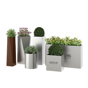 Free printing stainless steel flowers trees planting box large outdoor  pots for parks and plazas