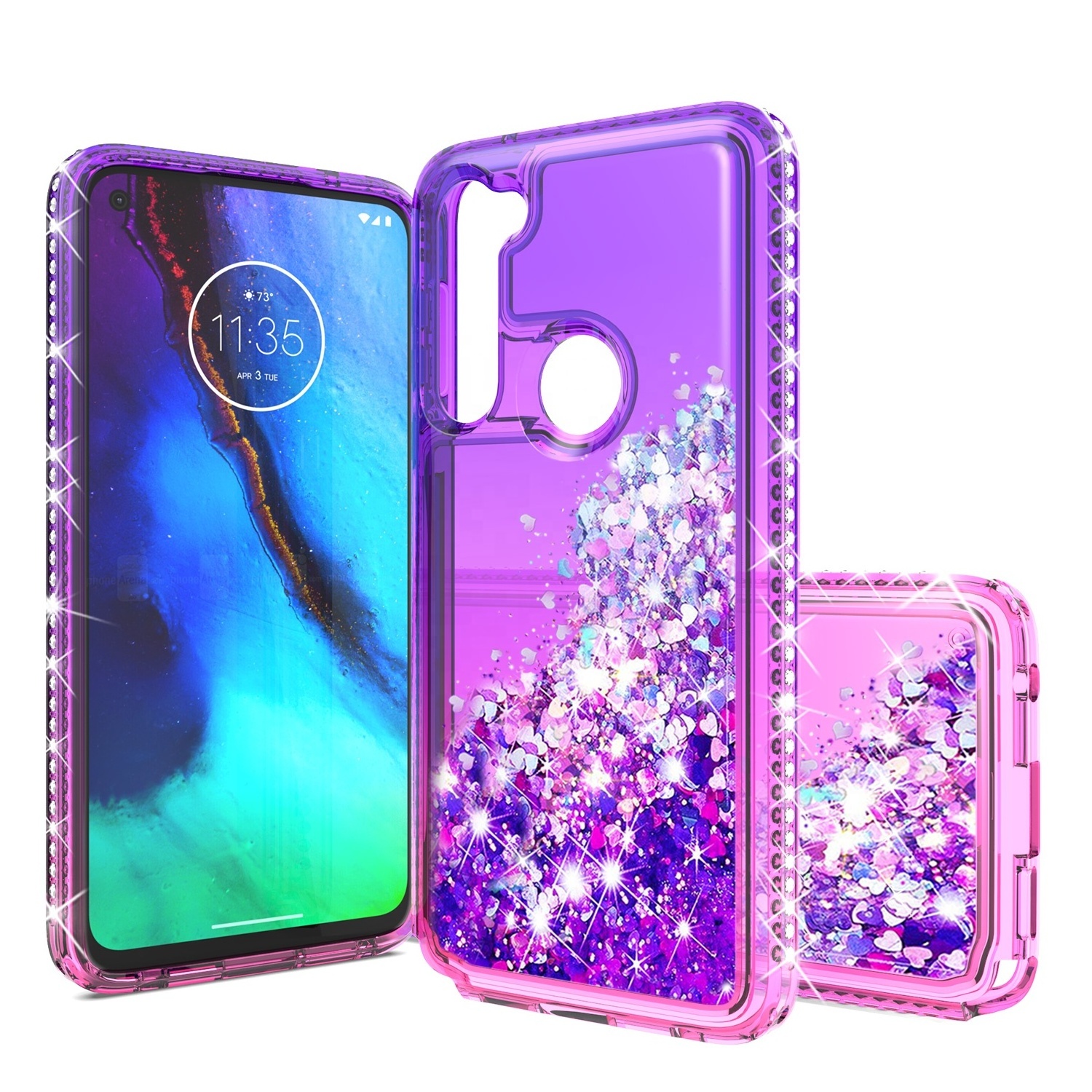 Glitter Bumper Bling bling Diamond Water Soft TPU Liquid Quicksand Phone Case For MOTO G stylus