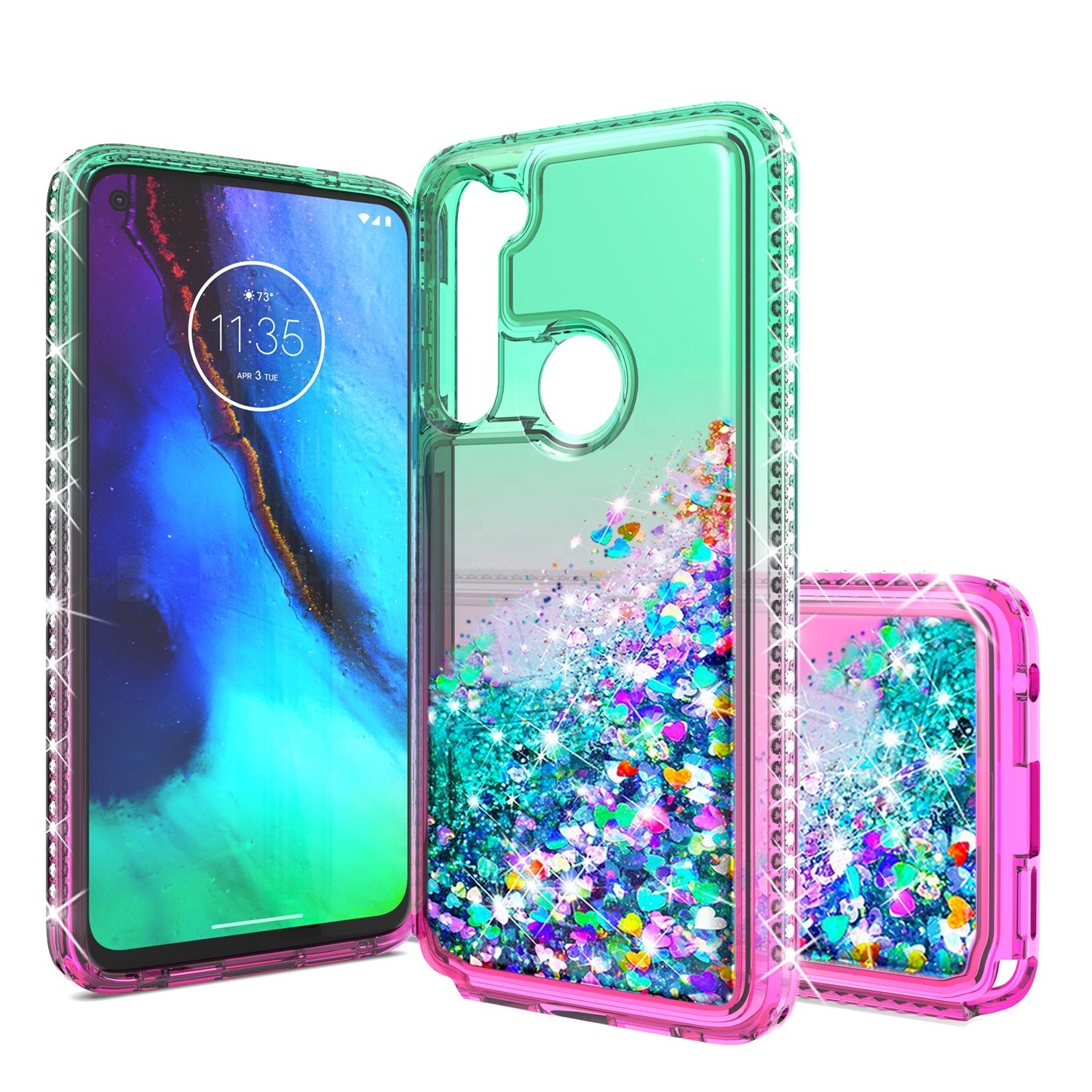 Glitter Bumper Bling bling Diamond Water Soft TPU Liquid Quicksand Phone Case For MOTO G stylus