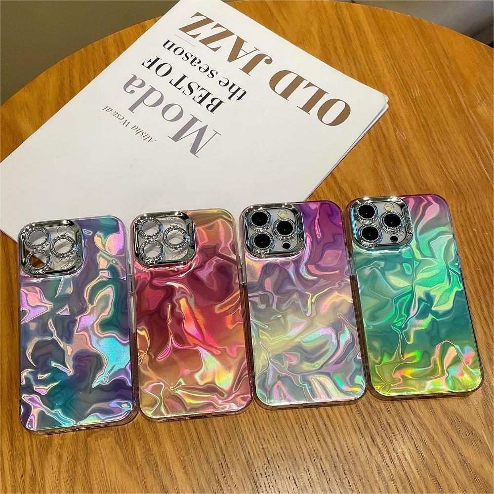 Glossy phone case with lens protect for iPhone15 glitter bling mobile phone bags and cases for iPhone 15 14 13 12 11