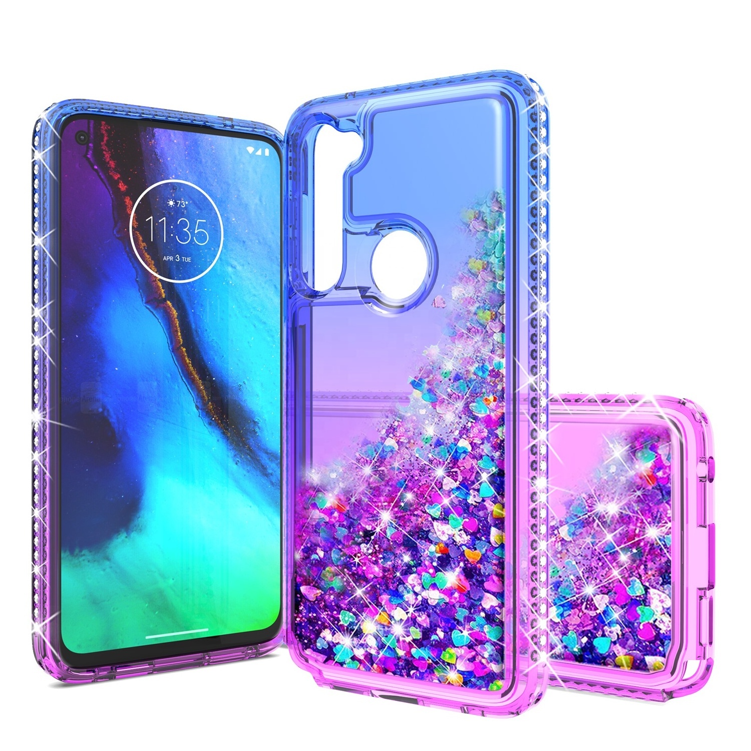 Glitter Bumper Bling bling Diamond Water Soft TPU Liquid Quicksand Phone Case For MOTO G stylus