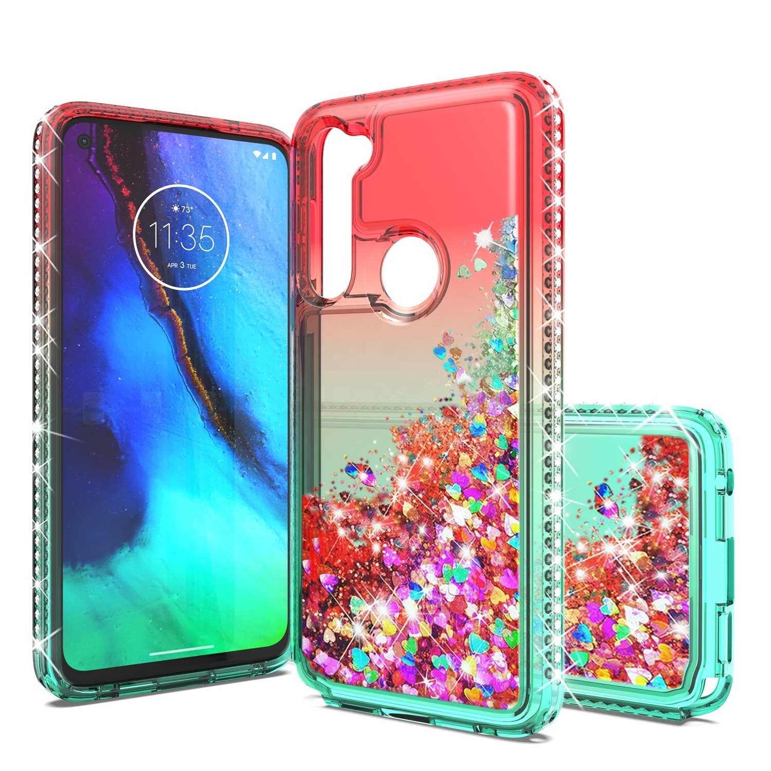 Glitter Bumper Bling bling Diamond Water Soft TPU Liquid Quicksand Phone Case For MOTO G stylus