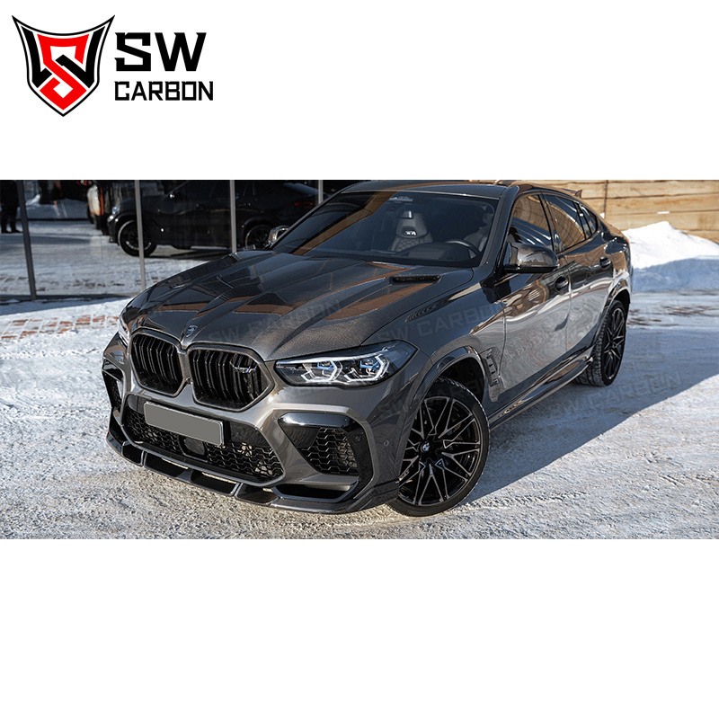 Carbon Fiber LD Style Body Kit for BMW F96 X6M X6 Competition 2019-2023 Front Bumper Lip Grille Hood Spoiler Diffuser Auto Parts