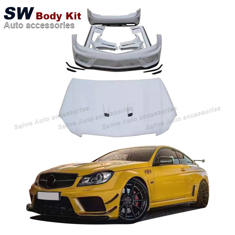 SW Black Series Style Body Kit For Mercedes-Benz C-Class W204 C63 Coupe Upgrade Bumper Hood Car Accessories Performance Kit