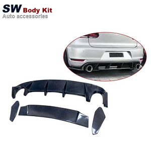 Evio Style Carbon Fiber Rear Bumper Guard Rear Diffuser Lip Separator for Golf 6 VI MK6 GTI 2010-2013