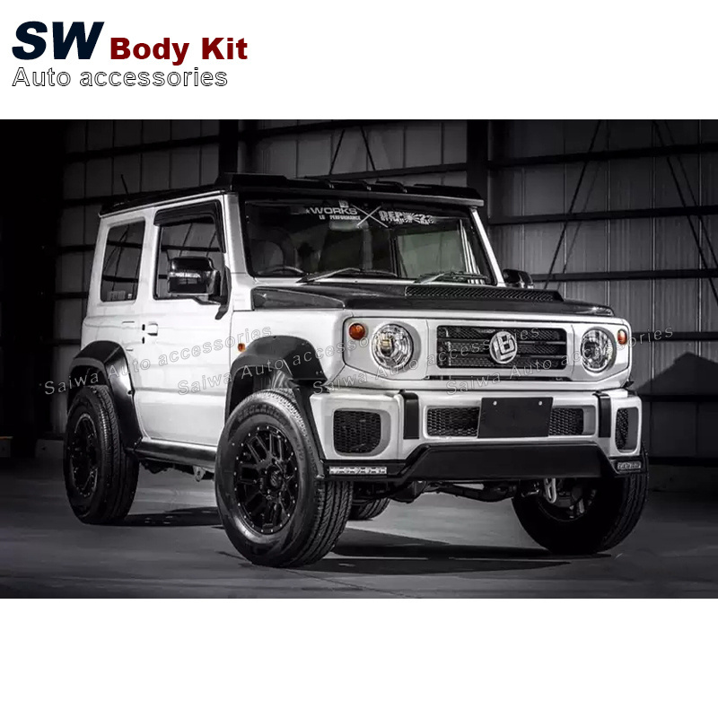 Factory LB Style Body Kit For Suzuki Jimny Upgraded Wide Body Auto Parts Front Bumper Grille Hood Fender Rear Spoiler JB64 JB74