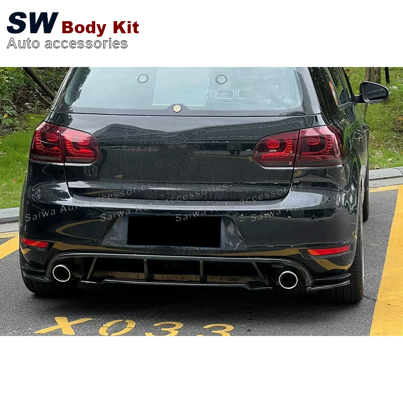 Evio Style Carbon Fiber Rear Bumper Guard Rear Diffuser Lip Separator for Golf 6 VI MK6 GTI 2010-2013