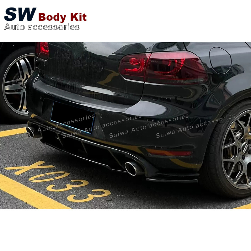 Evio Style Carbon Fiber Rear Bumper Guard Rear Diffuser Lip Separator for Golf 6 VI MK6 GTI 2010-2013